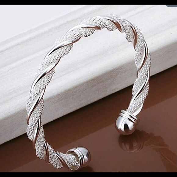 Silver Twisted Bangle Bracelet  - Picture 1 of 4